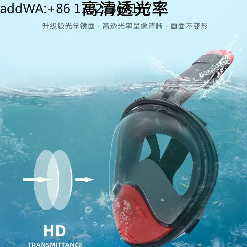 Snorkel Mask Full Face - Trockene Schnorchelmaske, Vollgesichts-Tauchbrille für Erwachsene, Silikondichtung