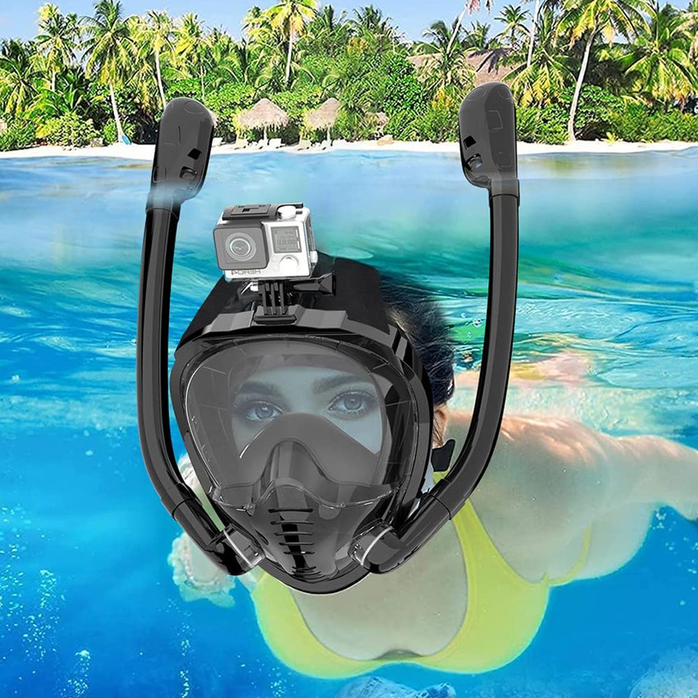 Snorkel Mask Full Face - Vollgesichts-Schnorchelmaske 180 ° Panoramablick, Silikon-Schnorchel-, Tauch-