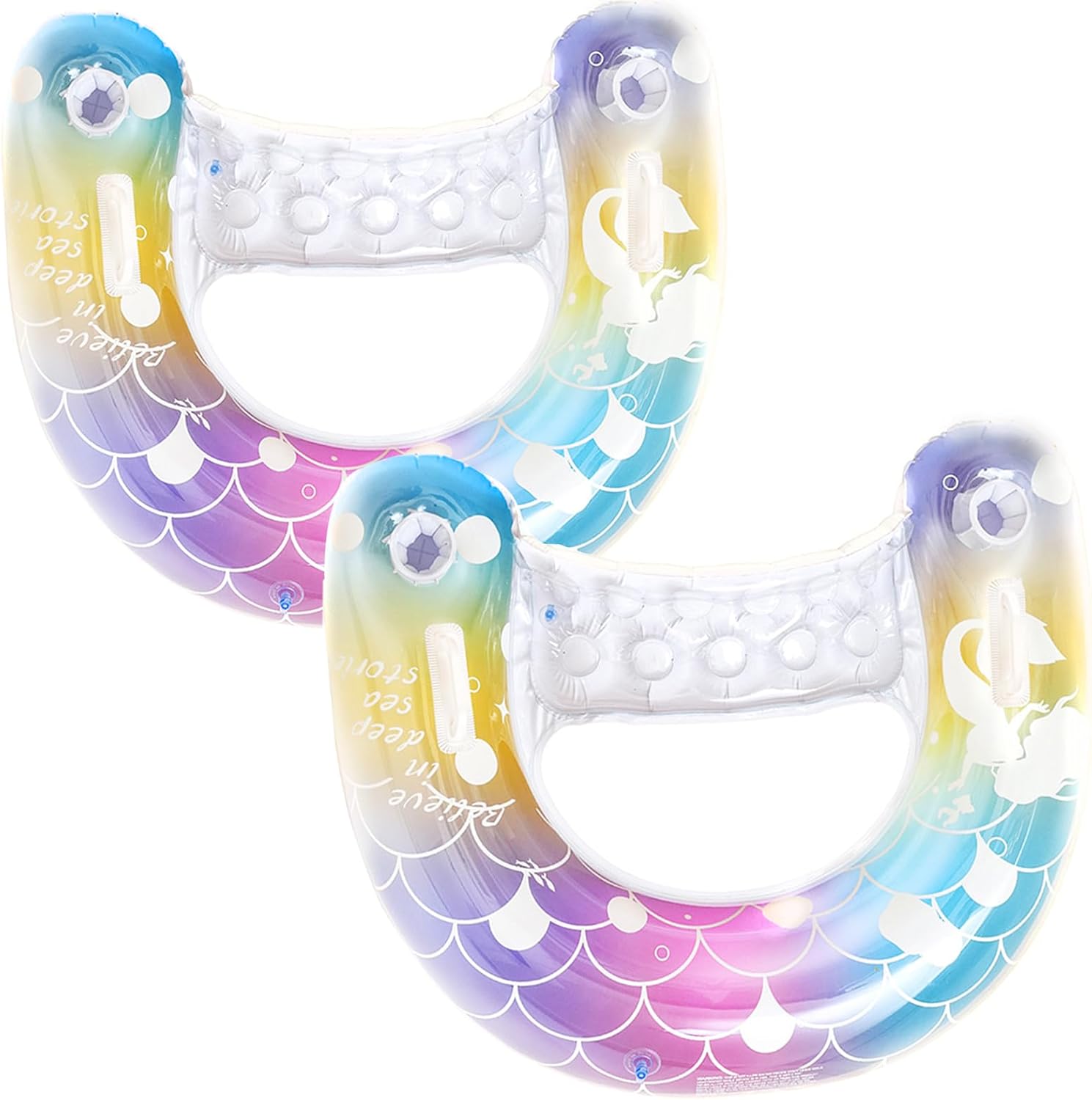 Pool Float Ring Inflatable - 2 Stück Meerjungfrau-Poolschwimmer – 76,2 cm,