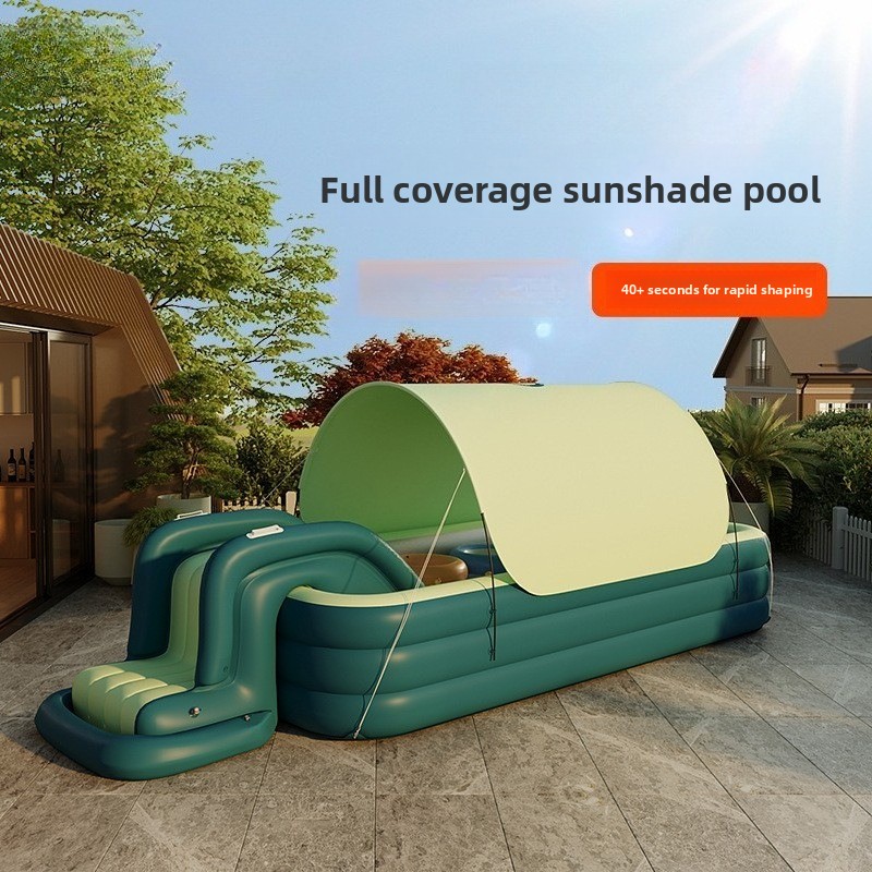 Water Slide Inflatable - Aufblasbarer Kinderpool mit Rutsche & Sonnendach