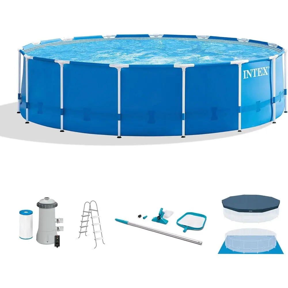 Pool Ladder Above Ground - 15' x 48' runder Aufstellpool-Set mit